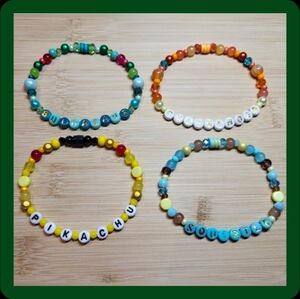 Pokemon Starters- 4 Bracelet Bundle, Size 8"
